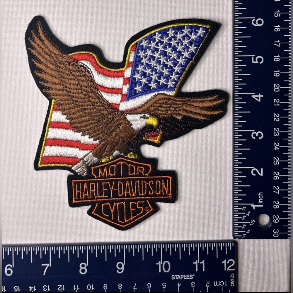 Authentic Vintage Harley-Davidson Patch Emblem Eagle USA Flag Medium